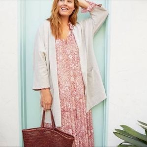 Donni Oversized Grey Ribbed Open Front Cardigan